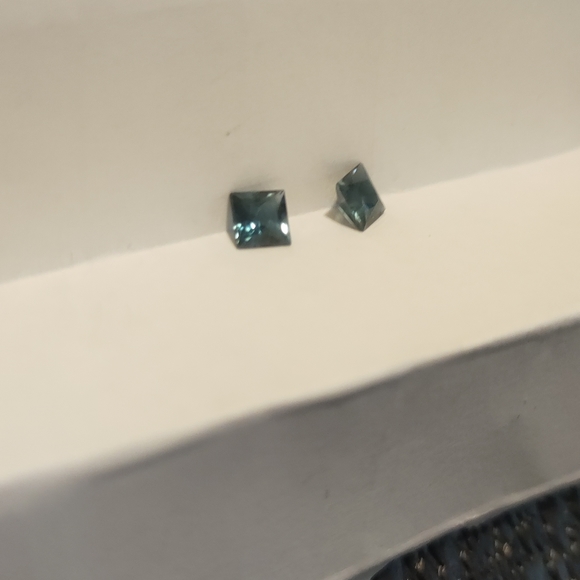 Faceted Man Made Navy Blue Diamond Pair #90 - Picture 2 of 4